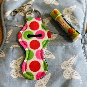 Polka Dot Lipstick-Chapstick Keychain holder